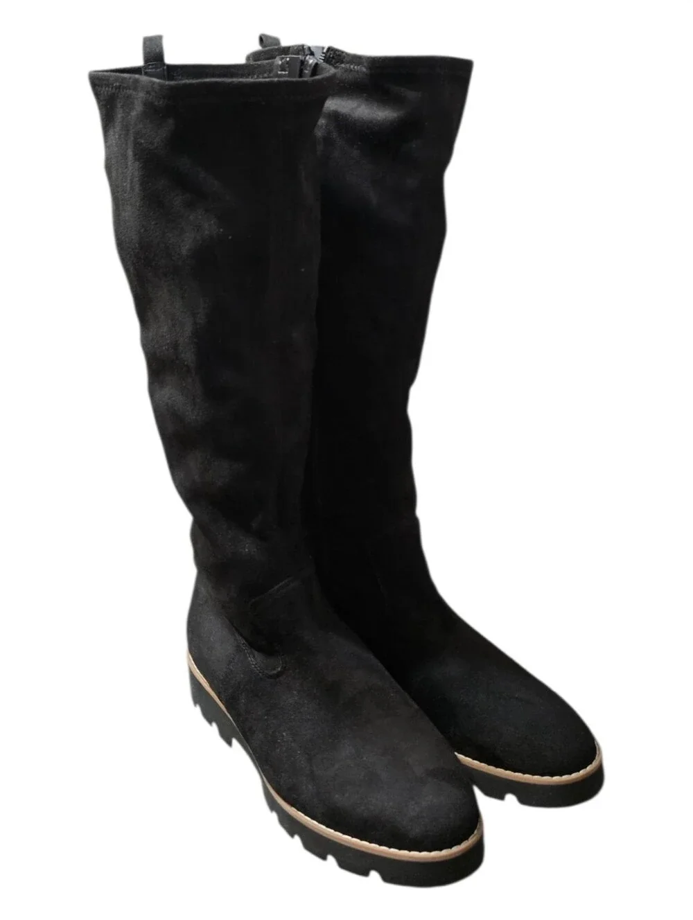 ​Vionic Ashburn Black Suede Knee High Lug Sole Boots